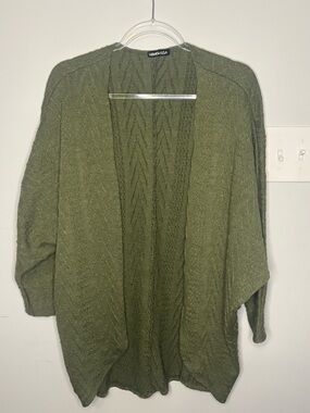 HEIMISH USA Olive Green Open-Front Knit Cardigan